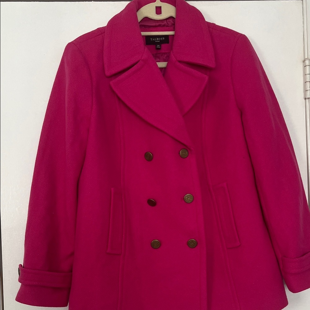 Talbots Fuchsia Double-Breasted Pea Coat